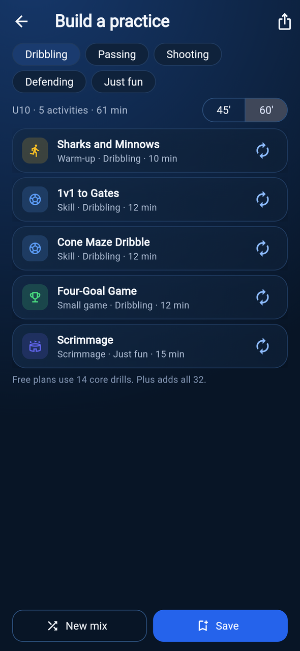 Practice builder